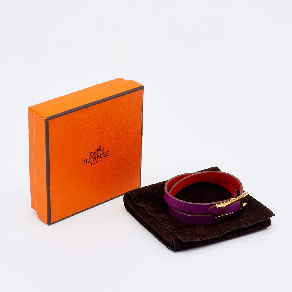Hermès Behapi Orange & Purple Leather Double Tour Reversible Bracelet XS 商品