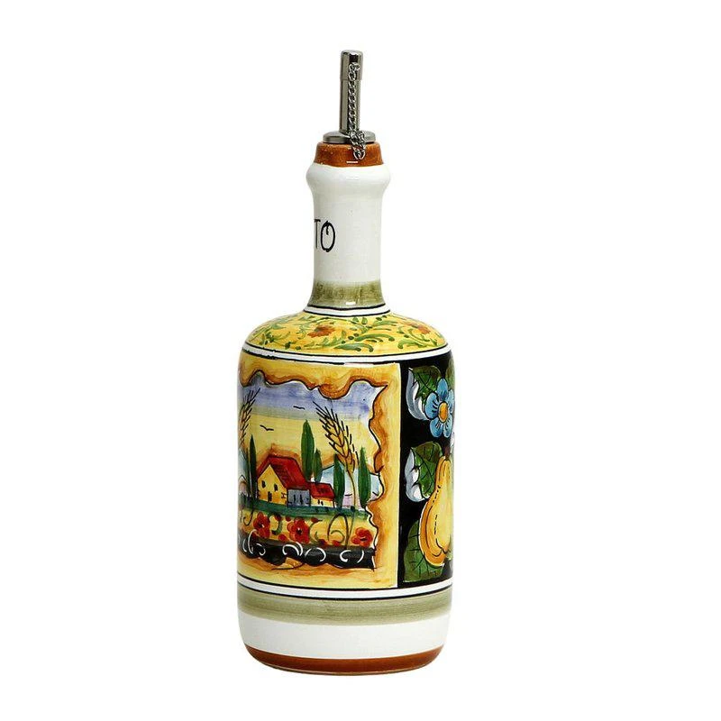 商品Artistica - Deruta of Italy|Colli Umbri: Umbrian Landscape Aceto (Vinegar) Bottle With Metal Capped Dispenser.,价格¥1118,第2张图片详细描述