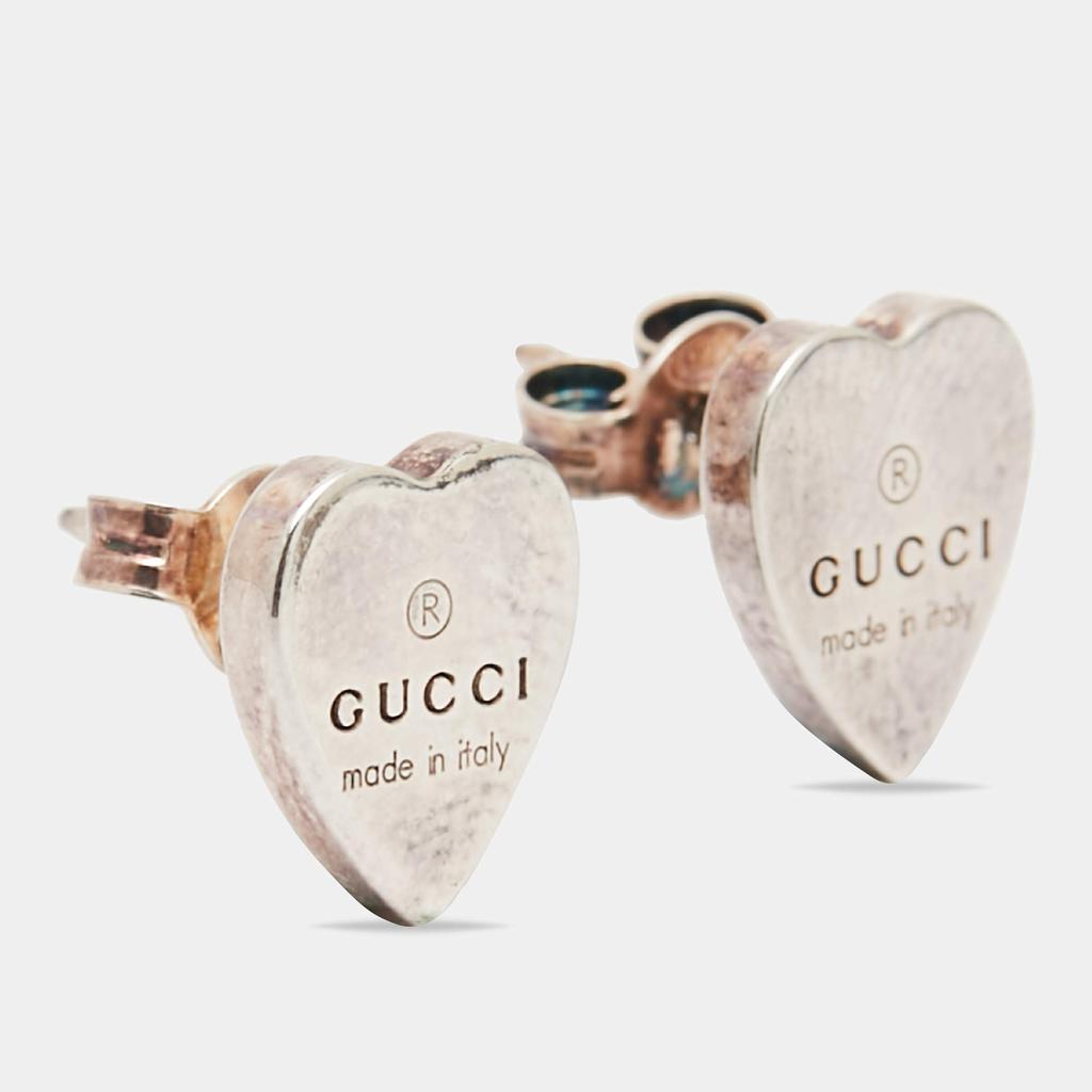 Gucci Sterling Silver Heart Stud Earrings商品第2张图片规格展示