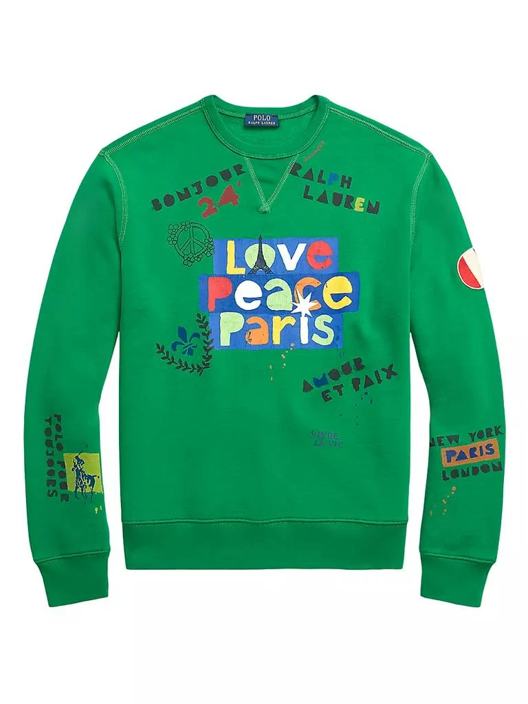 商品Ralph Lauren|'Love, Peace' Fleece Crewneck Sweatshirt,价格¥1829,第1张图片