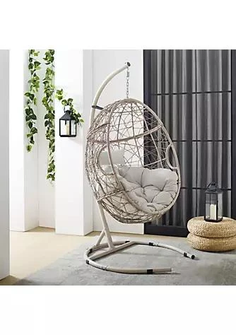 商品Crosley Furniture|Furniture Crosley Furniture Ko70230lb Outdoor Wicker Hanging Egg Chair Light Brown Sand   Egg Chair Stand,价格¥3848,第1张图片