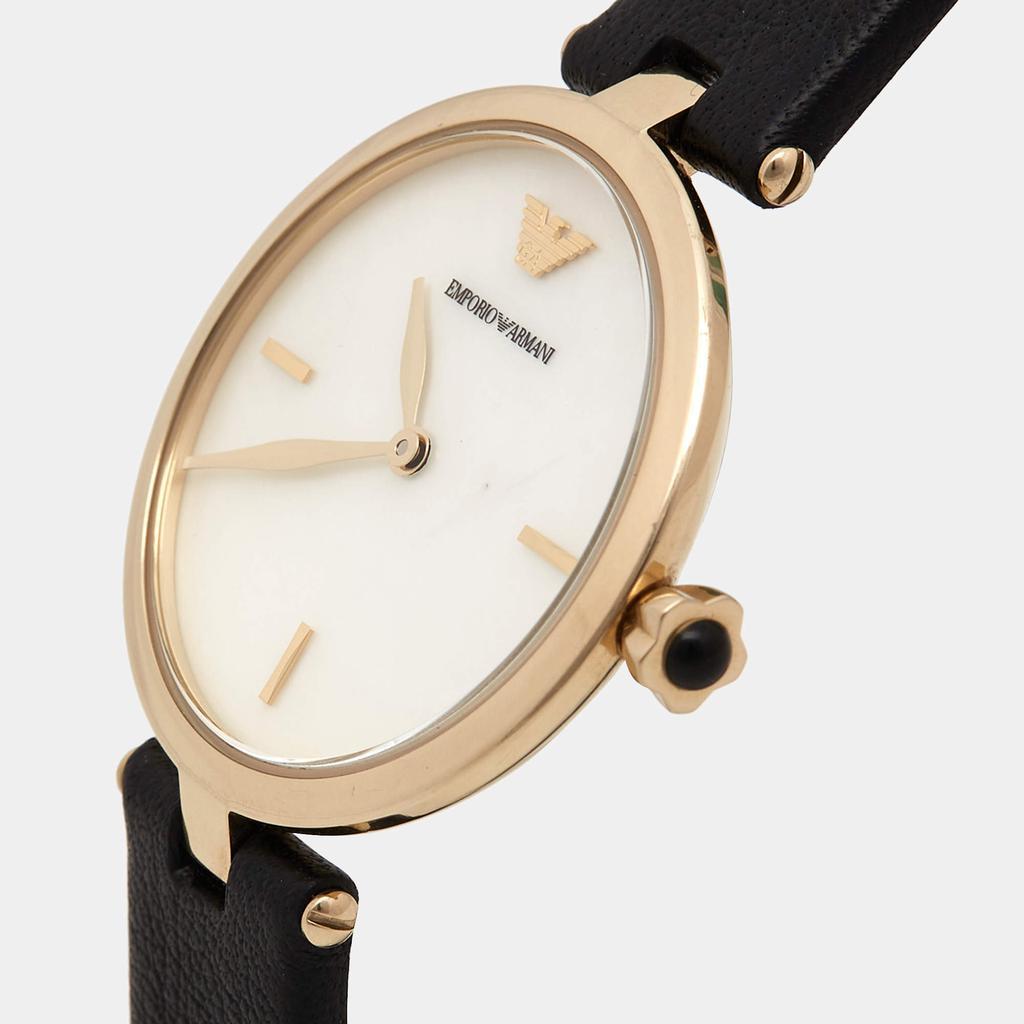 商品[二手商品] Emporio Armani|Emporio Armani Mother of Pearl Gold Plated Stainless Steel Leather Arianna AR11200 Women's Wristwatch 32 mm,价格¥1200,第4张图片详细描述