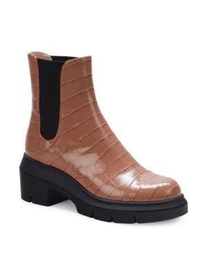商品Stuart Weitzman|Norah Alligator Embossed Leather Chelsea Boots,价格¥1876,第4张图片详细描述