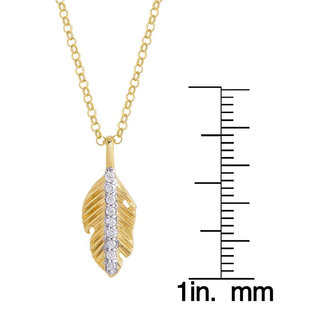 Diamond 1/10 ct. t.w. Leaf Pendant Necklace in 14K Yellow Gold over Sterling Silver商品第4张图片规格展示