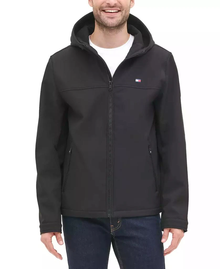 商品Tommy Hilfiger|男式logo图案连帽软壳夹克 防水面料,价格¥520,第1张图片