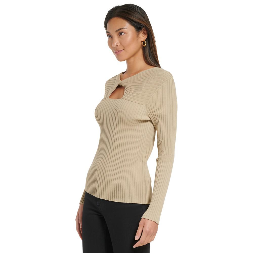 Women's Ribbed Keyhole Sweater商品第3张图片规格展示