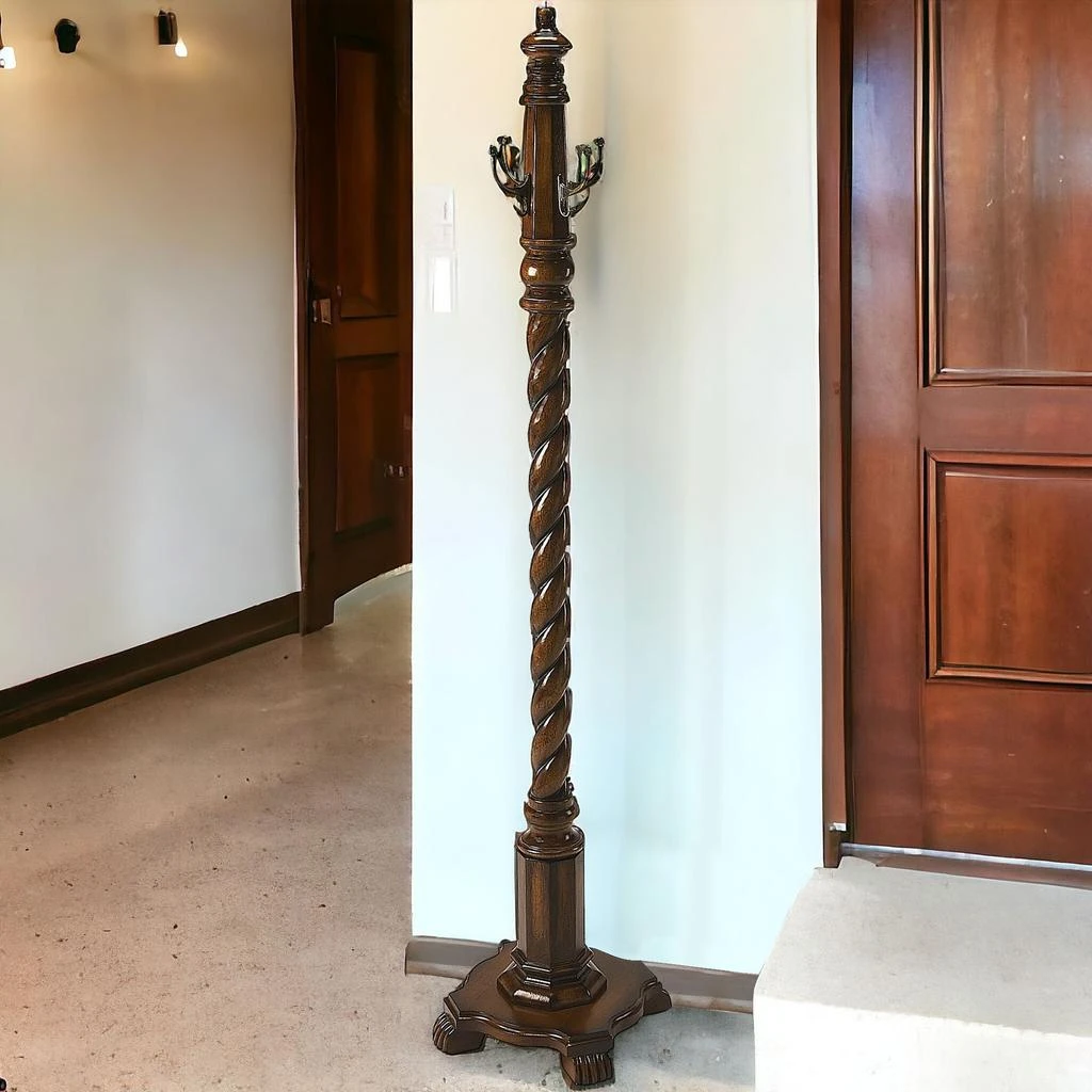 商品Homezia|69" Brown Cherry Free Standing Four Hook Coat Rack,价格¥5145,第2张图片详细描述