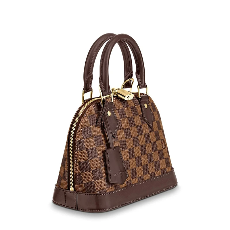 预售10天 Louis Vuitton/路易威登 经典款ALMA BB系列 女士乌木色棋盘格帆布皮革修边金扣金锁配可拆卸肩带单肩斜跨手提包N41221 商品