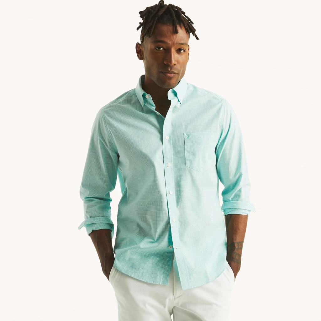 商品Nautica|Mens Wrinkle-Resistant Plaid Wear To Work Shirt,价格¥210,第4张图片详细描述