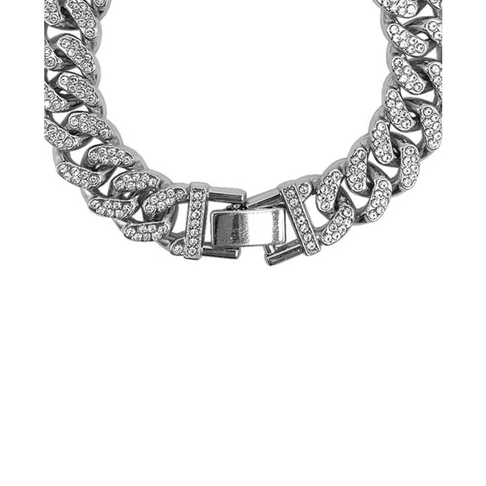 商品ADORNIA|Rhodium Plated Crystal Thick Cuban Curb Chain Bracelet,价格¥223,第2张图片详细描述