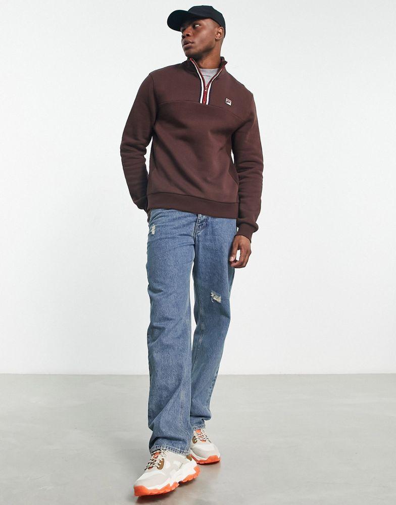 商品Fila|Fila half zip sweatshirt with logo in brown,价格¥386,第6张图片详细描述