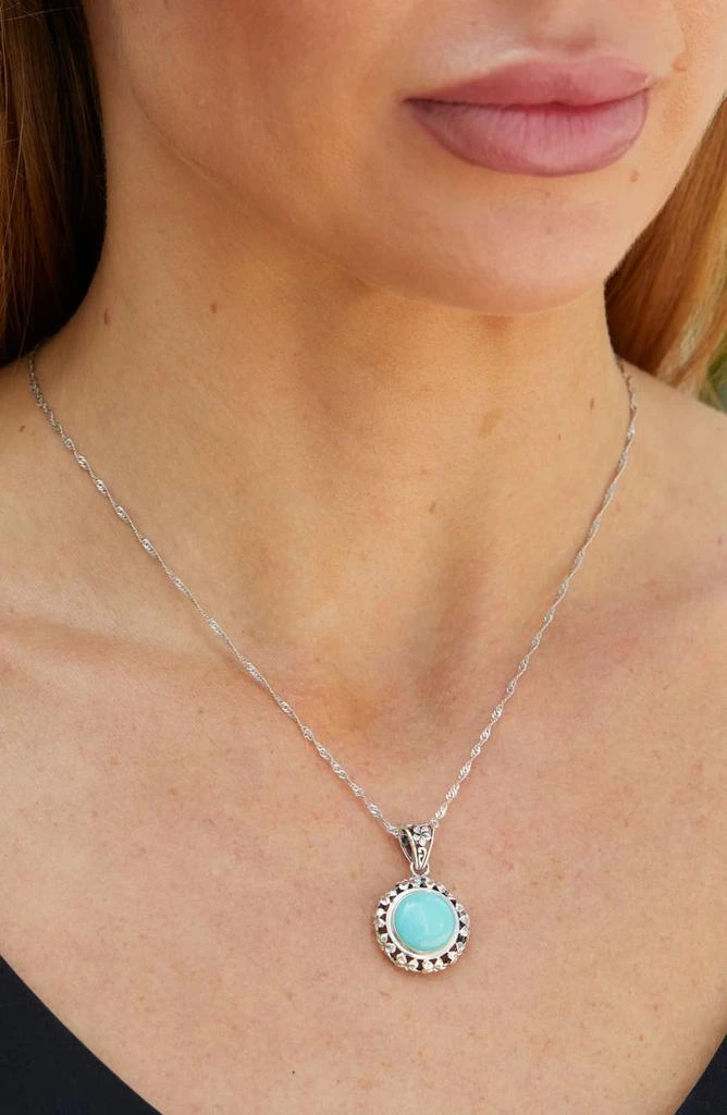 商品Savvy Cie Jewels|Sterling Silver Turquoise Medallion Pendant Necklace,价格¥453,第2张图片详细描述