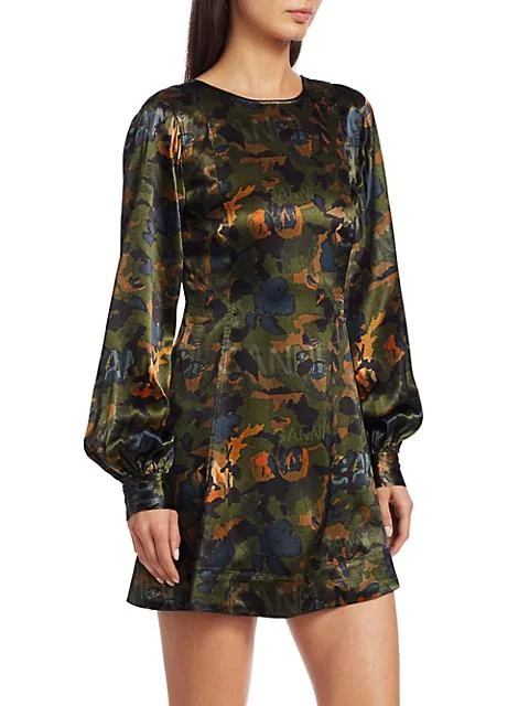 商品Ganni|Floral Heavy Satin Mini Dress,价格¥1050,第4张图片详细描述