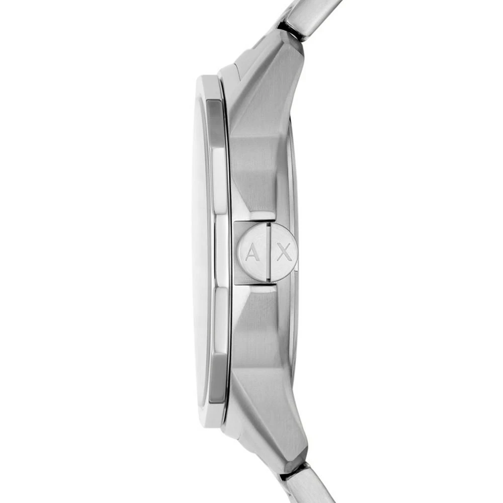 商品Armani Exchange|Men's Three-Hand Day-Date Silver-Tone Stainless Steel Bracelet Watch, 44mm,价格¥958,第2张图片详细描述