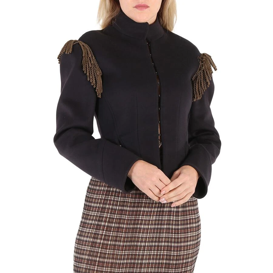商品Burberry|Burberry Ladies Dark Navy Braid Detail Military Wool Jacket, Brand Size 38 (US Size 0),价格¥2195,第1张图片
