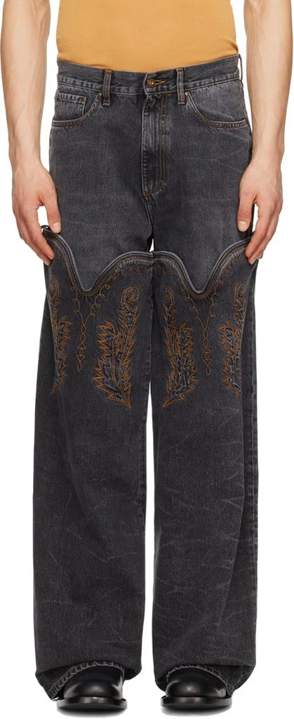 商品Y/Project|Black Classic Cowboy Cuff Jeans,价格¥4852,第1张图片