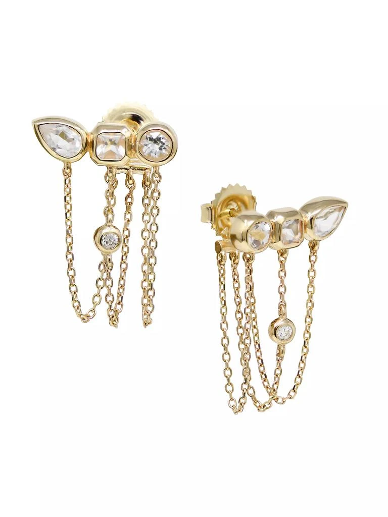 商品Anzie|Cléo Mlia Triple Stone 14K Yellow Gold, 0.12 TCW Diamond & Topaz Earrings,价格¥8242,第2张图片详细描述