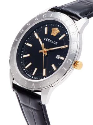 商品Versace|45MM Stainless Steel & Leather-Strap Watch,价格¥3779,第3张图片详细描述