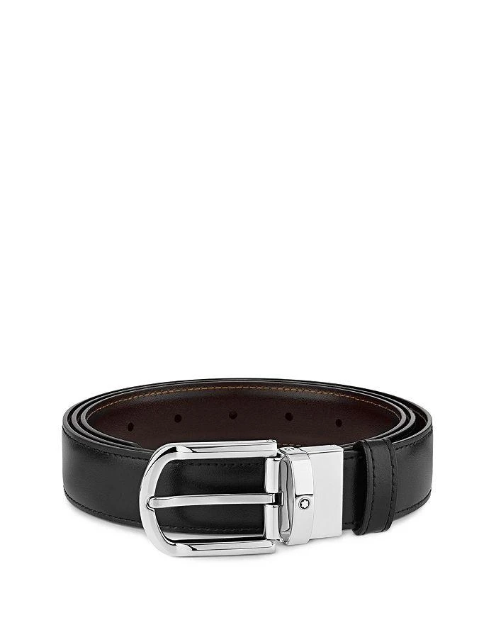 商品MontBlanc|Men's Shiny Palladium-Coated Reversible Leather Belt,价格¥3105,第3张图片详细描述