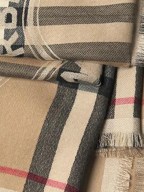 商品Burberry|Logo Giant Check Silk & Cashmere Scarf,价格¥7059,第6张图片详细描述