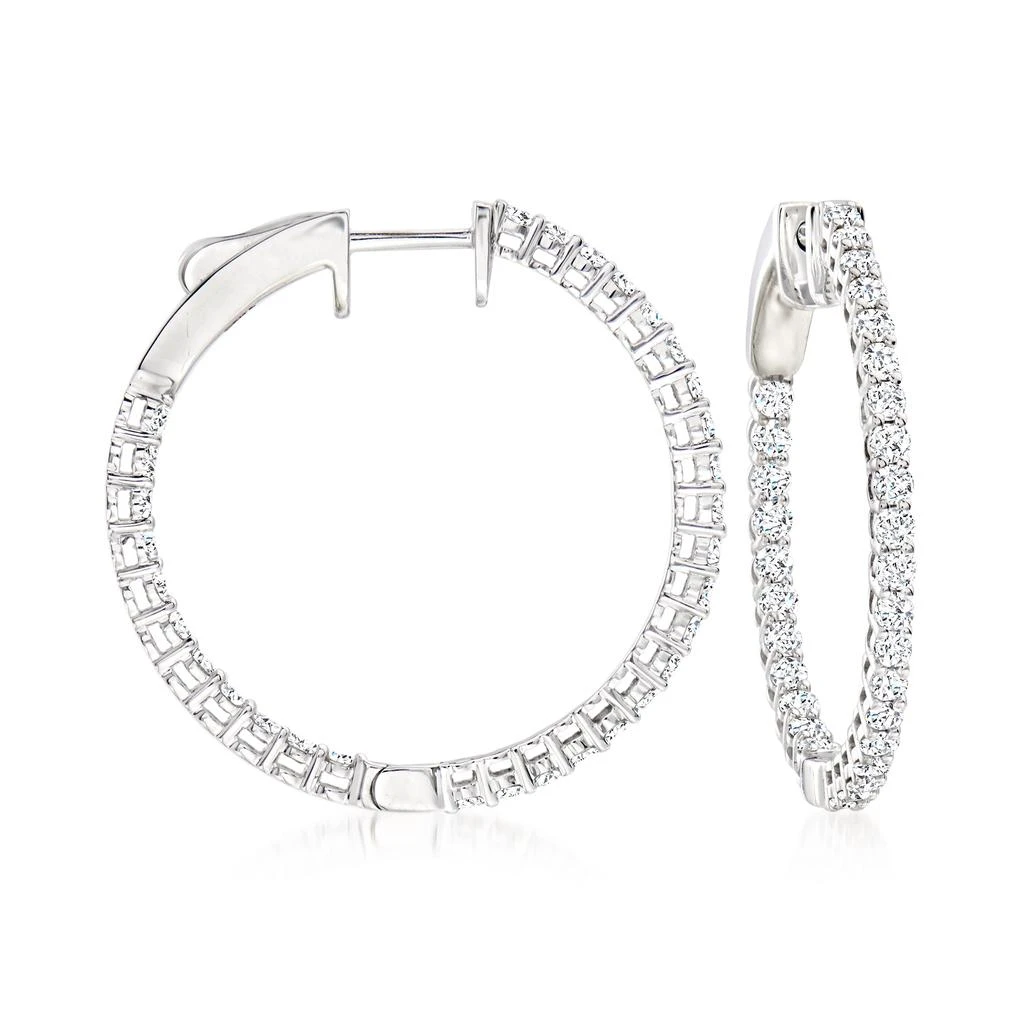 商品Ross-Simons|Ross-Simons Diamond Inside-Outside Hoop Earrings in 14kt White Gold,价格¥29695,第1张图片