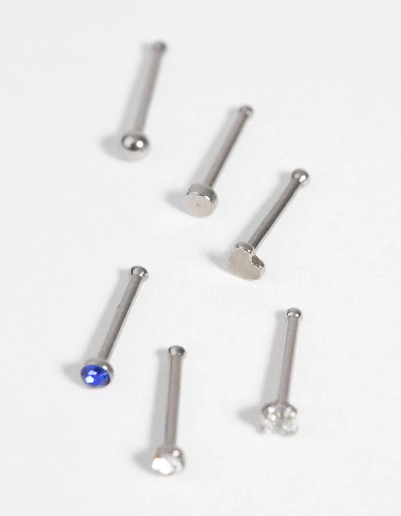 商品Lovisa|Surgical Steel Heart Nose Stud Pack with Diamantes,价格¥102,第1张图片