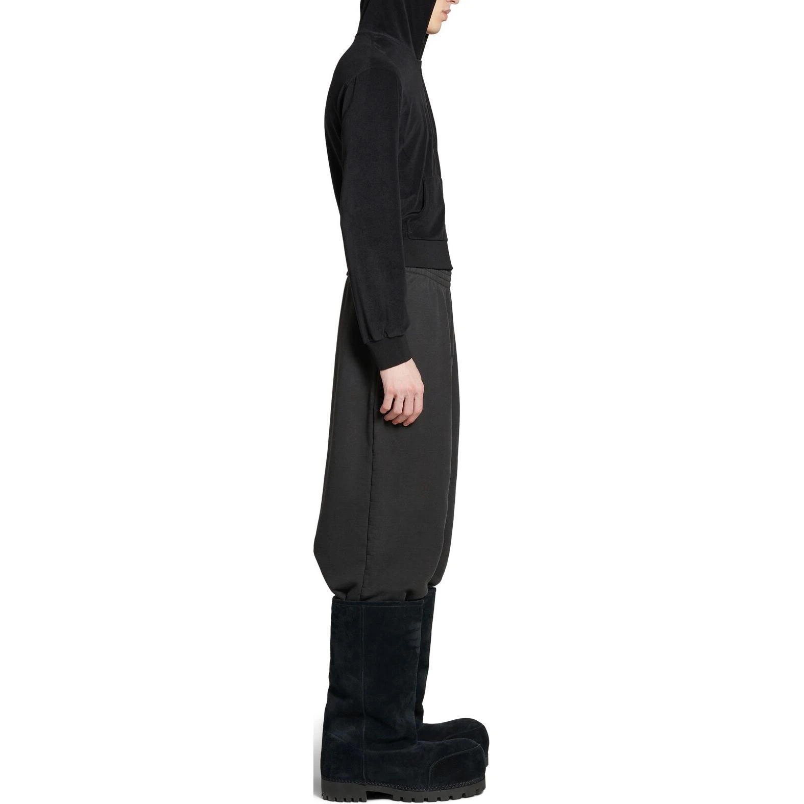 商品[国内直发] Balenciaga|巴黎世家 FW24 Logo印花松紧腰直筒针织运动裤 宽松版�型 男女同款 黑色,价格¥6365,第7张图片详细描述