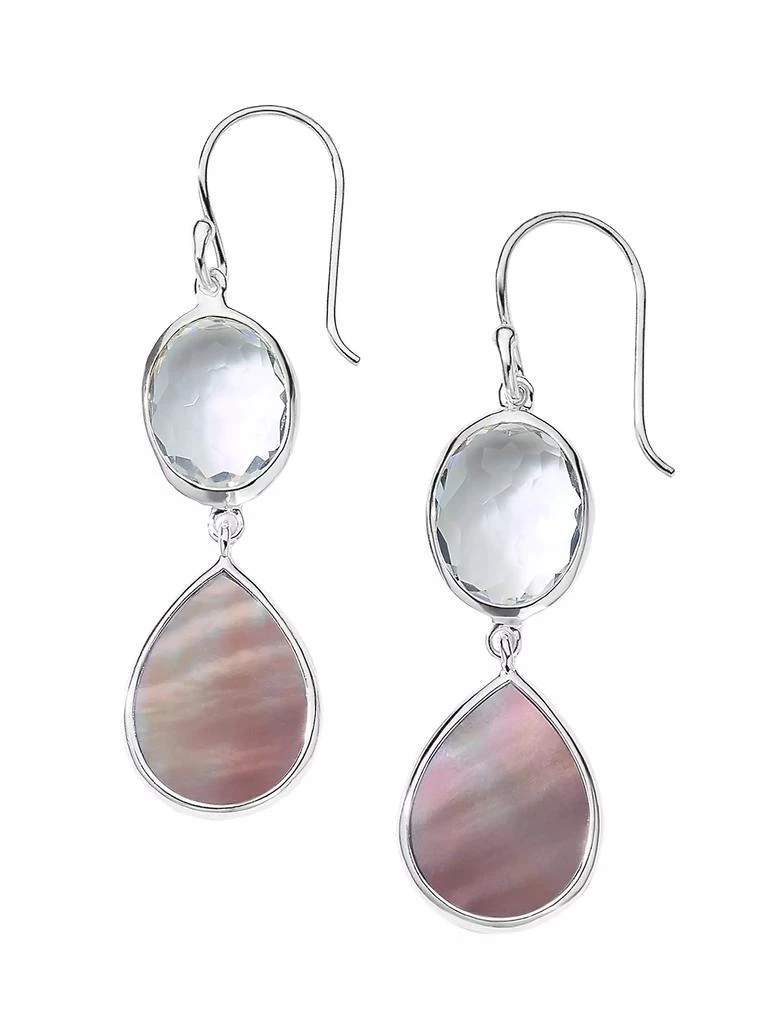 商品Ippolita|Polished Rock Candy Snowman Sterling Silver, Rock Crystal, & Brown Shell Double-Drop Earrings,价格¥2890,第1张图片
