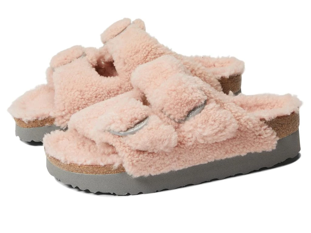 商品Birkenstock|Arizona Big Buckle Platform Teddy by Papillio,价格¥1146,第1张图片