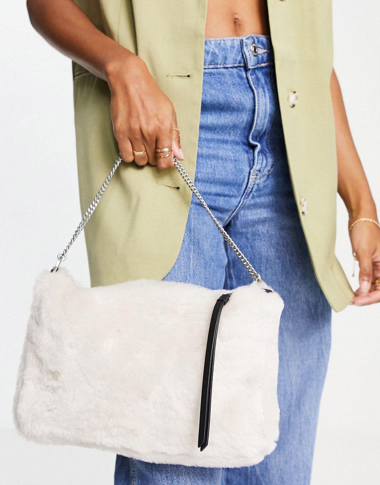 AllSaints Eve shearling crossbody bag in white商品第3张图片规格展示