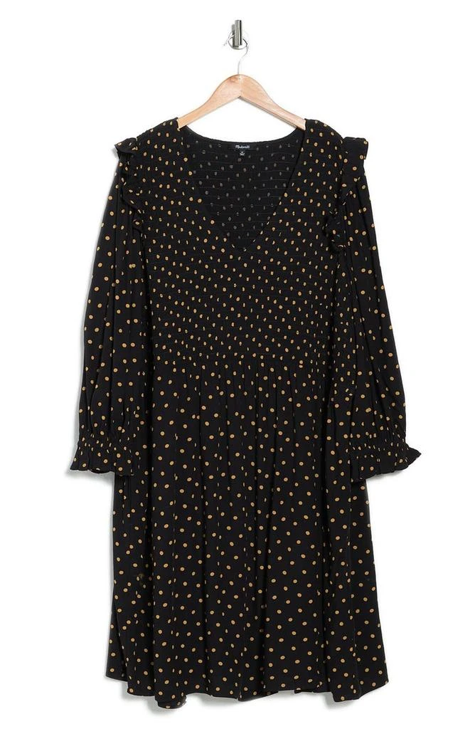 商品Madewell|Long Sleeve V-Neck Smocked Bodice Mini Dress,价格¥341,第1张图片