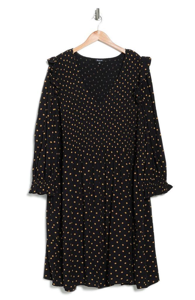 商品Madewell|Long Sleeve V-Neck Smocked Bodice Mini Dress,价格¥318,第1张图片