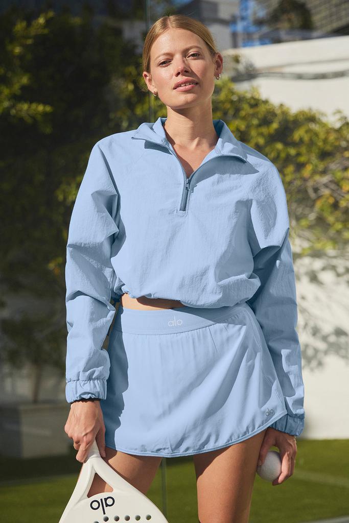 Alo Cropped 1/4 Zip Alumni Pullover - Seashell Blue - Hoodies