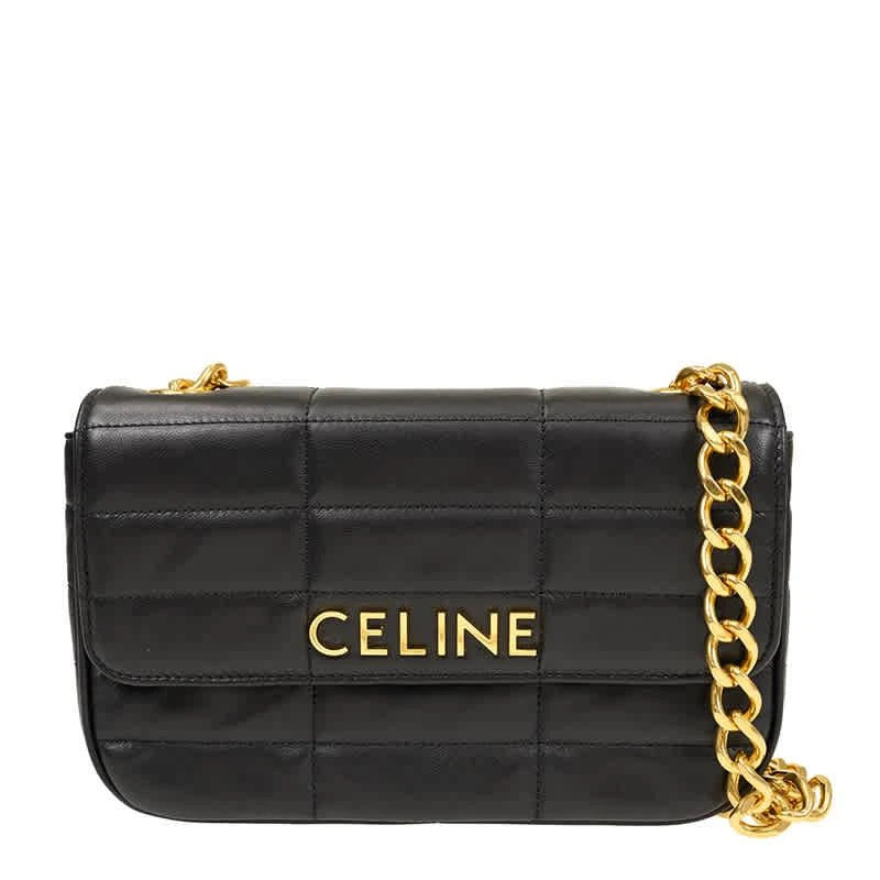 商品Celine|Chain Shoulder Bag In Quilted Goatskin - Black,价格¥22662,第1张图片