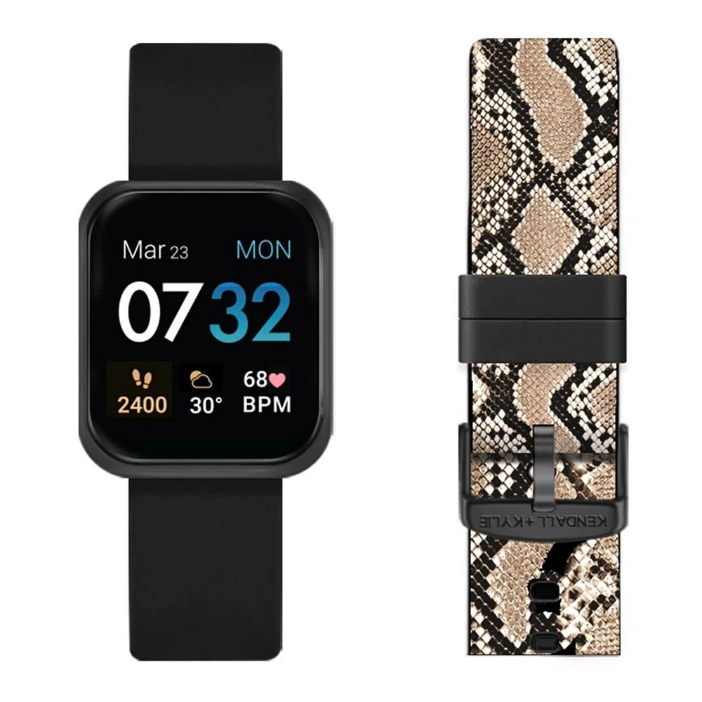 商品KENDALL & KYLIE|Women's Black and Python Print Straps Smart Watch Set,价格¥356,第1张图片