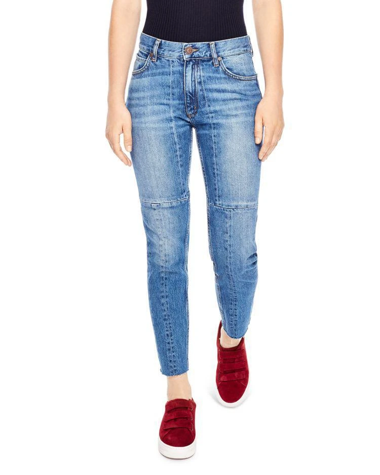 商品Sandro|Chris High-Waist Slim Cropped Jeans in Blue Vintage,价格¥1092,第1张图片
