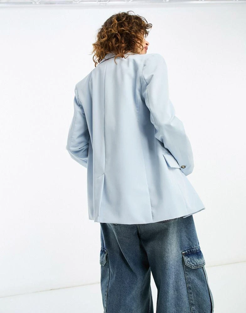 商品Bershka|Bershka oversized blazer in pale blue,价格¥222,第3张图片详细描述