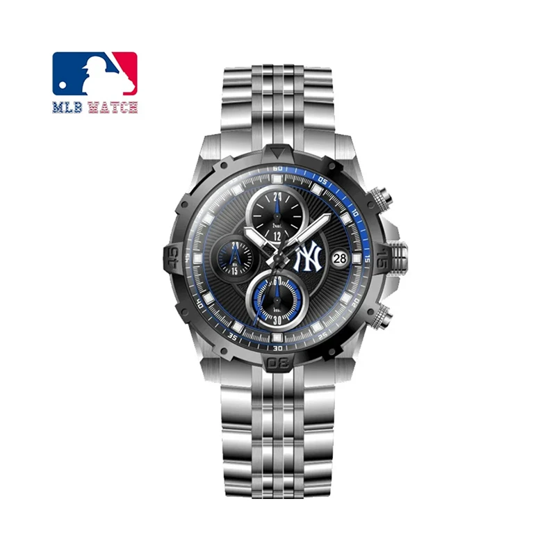 商品[国内直发] MLB|大表盘男士时尚潮流防水钢带石英腕表FX006-012,价格¥573,第1张图片