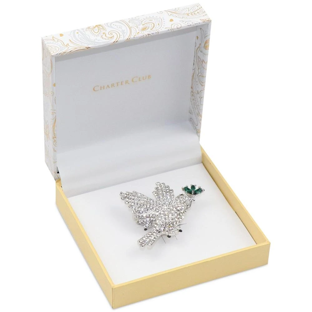 商品Charter Club|Silver-Tone Mixed Crystal Dove with Olive Branch Pin, Created for Macy's,价格¥66,第2张图片详细描述