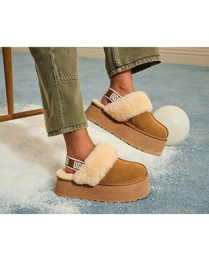 商品UGG|女式 Funkette 连毛羊皮露跟厚底拖鞋,价格¥987,第3张图片详细描述