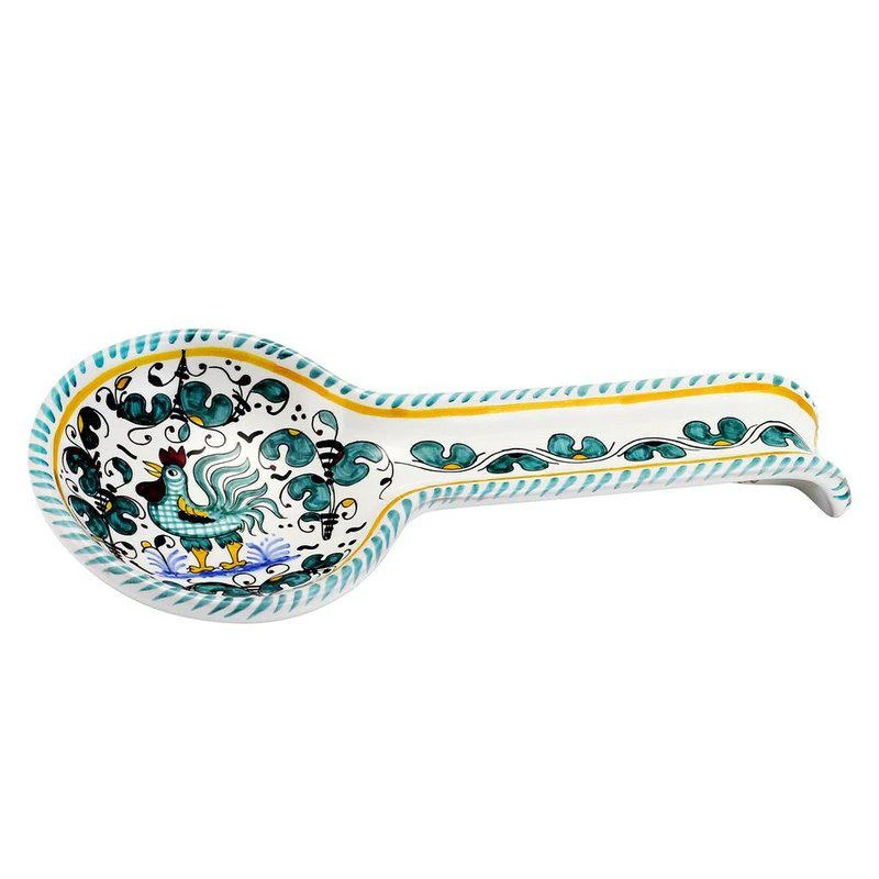 商品Artistica - Deruta of Italy|Orvieto Green Rooster: Spoon Rest Deluxe,价格¥589,第1张图片