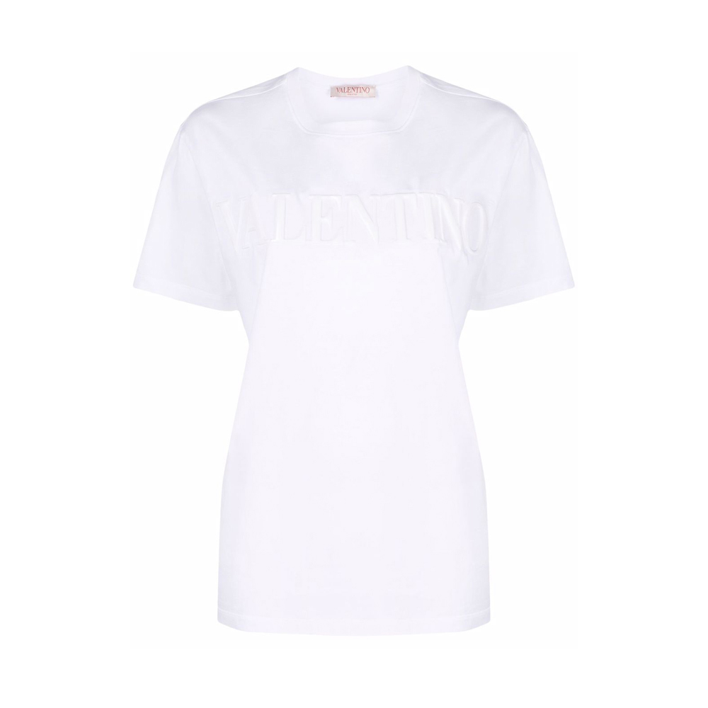 VALENTINO 女士白色棉质圆领短袖T恤 XB3MG16J-6WU-0BO商品第3张图片规格展示