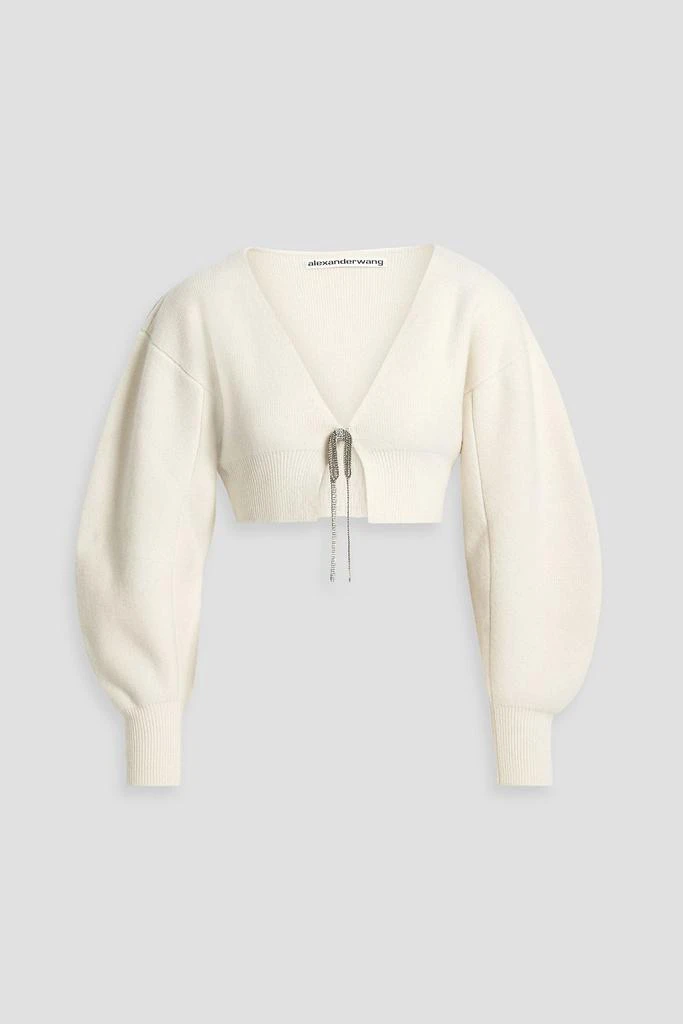 商品Alexander Wang|Cropped crystal-embellished wool-blend cardigan,价格¥2091,第1张图片