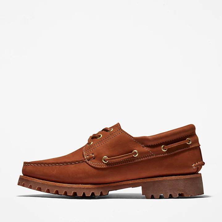 Timberland® 3-Eye Lug Handsewn Boat Shoe for Men in Brown商品第6张图片规格展示