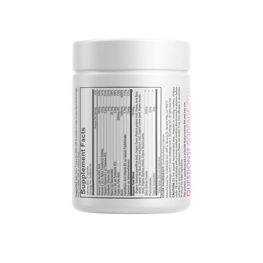 商品Codeage|Beauty Tonic, Biotin, Vitamin C & E,  Vegan Collagen Builder Daily Supplement - 90ct,价格¥224,第3张图片详细描述