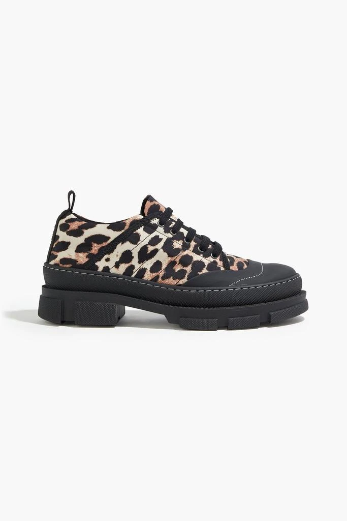 商品Ganni|Hybrid leopard-print stretch-knit platform sneakers,价格¥988,第1张图片