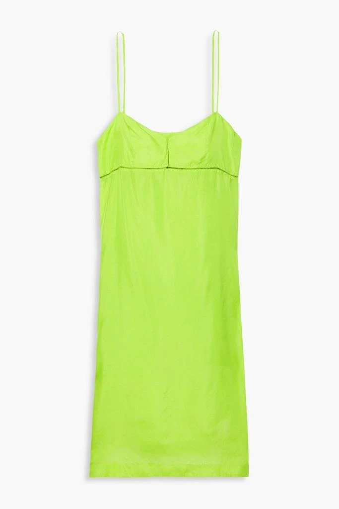 商品Dries Van Noten|Lattice-trimmed neon silk-charmeuse slip dress,价格¥1495,第1张图片