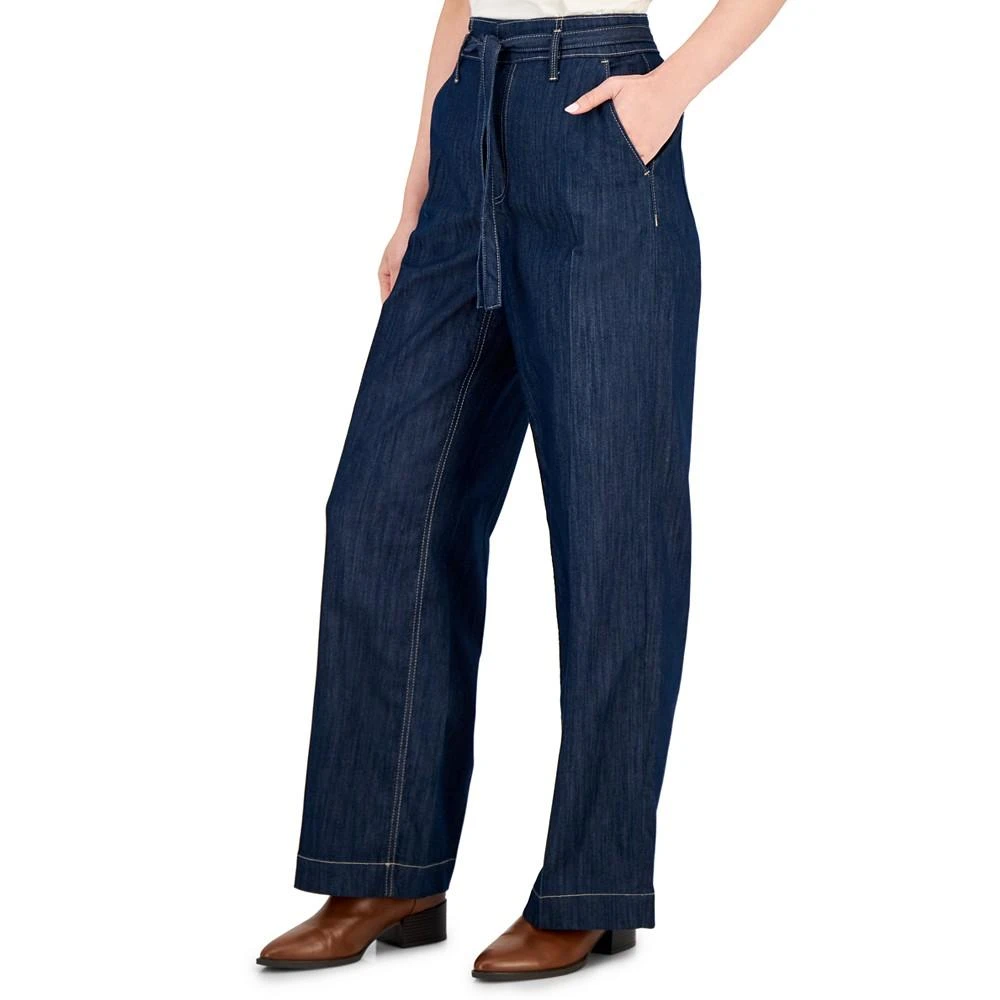 商品Tommy Hilfiger|Women's Tie-Belt Wide-Leg Denim Jeans,价格¥524,第3张图片详细描述