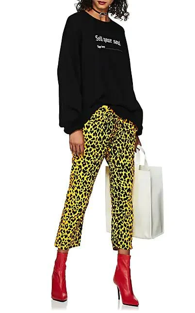 商品R13|Joey Leopard-Print Crop Jeans,价格¥1031,第2张图片详细描述