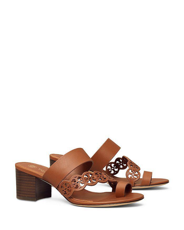 商品Tory Burch|Women's Tiny Miller Toe Ring High Block Sandals,价格¥2190,第3张图片详细描述